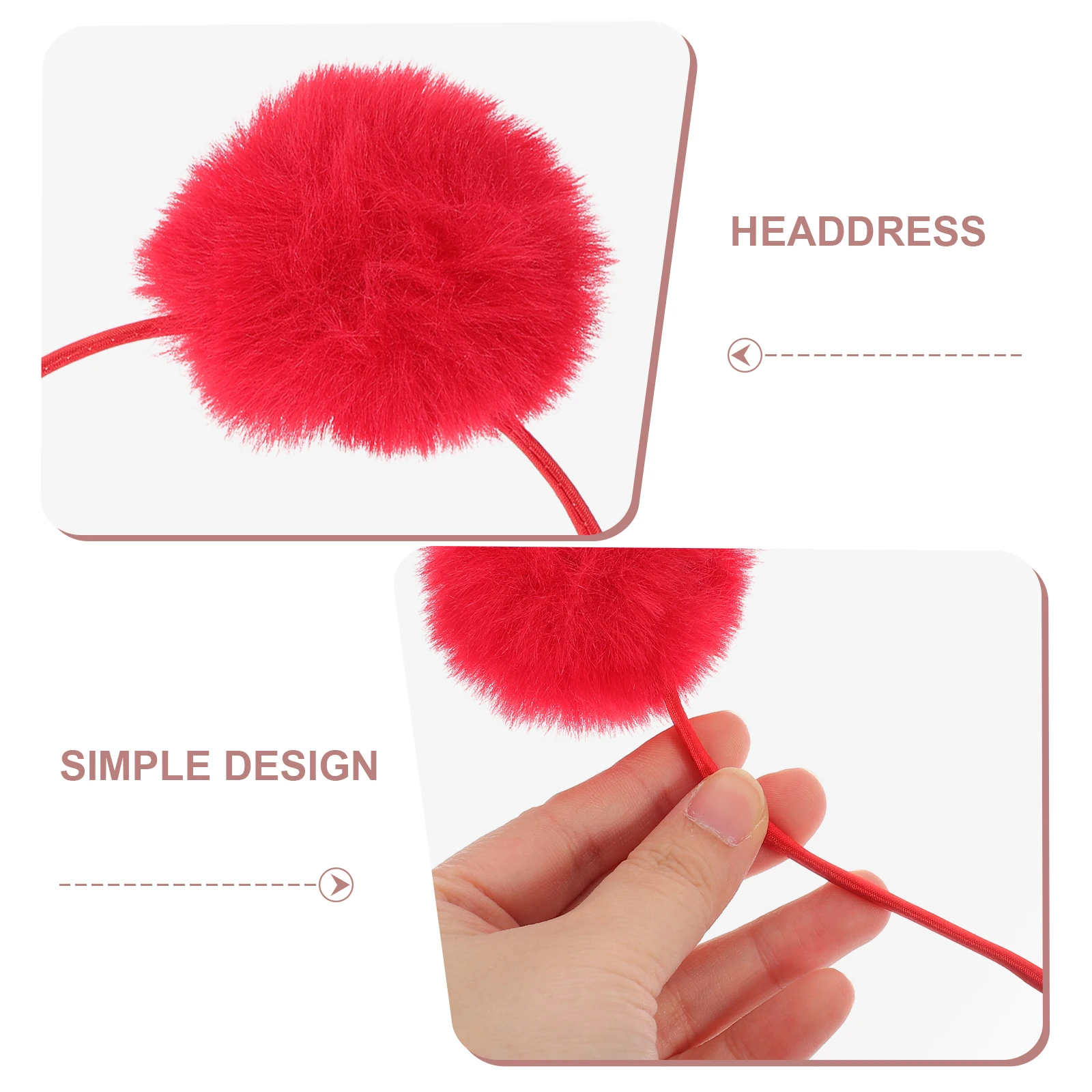 Diadema con orejas de gato, diademas para fiesta, accesorio de disfraz, pompón esférico, lindo señorita roja