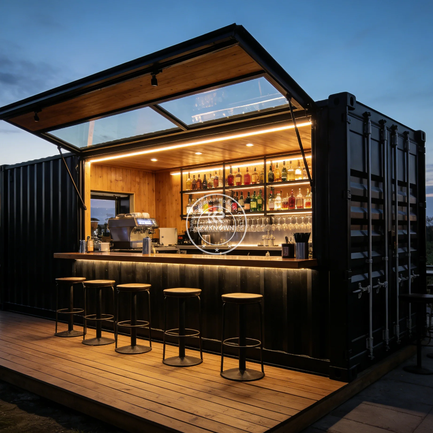 Custom Built Container Bar Modular Container Restaurant Pop Up Coffee Shop Beverage Bar with Kitchen Equipment