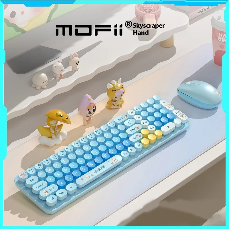 Mofii Skyscraper Female Keyboard and Mouse Set Cute Full Size BabyBear Office Game Gift Universal Keyboard