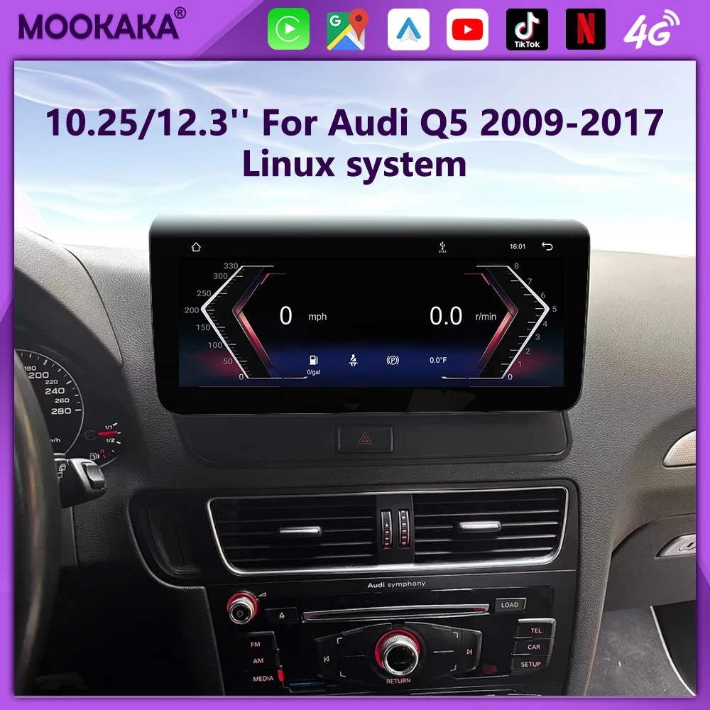 12.3 Inch Wireless Carplay 4G 2Din Android 13.0 Car Radio For Audi Q5 2009-2017 Multimedia Video Player GPS DSP Autoradio Linux