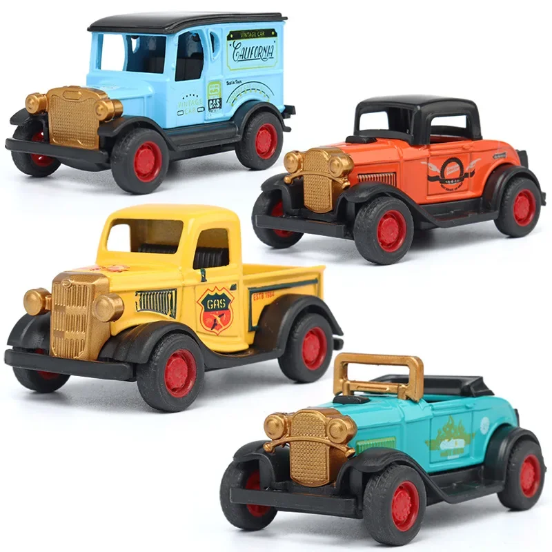 Schaal 1:64 Diecast Legering Speelgoed Model Auto 4-delige set Trek Klassieke Retro Pocket Mini Kids Vintage Auto Model Speelgoed Voor Jongens