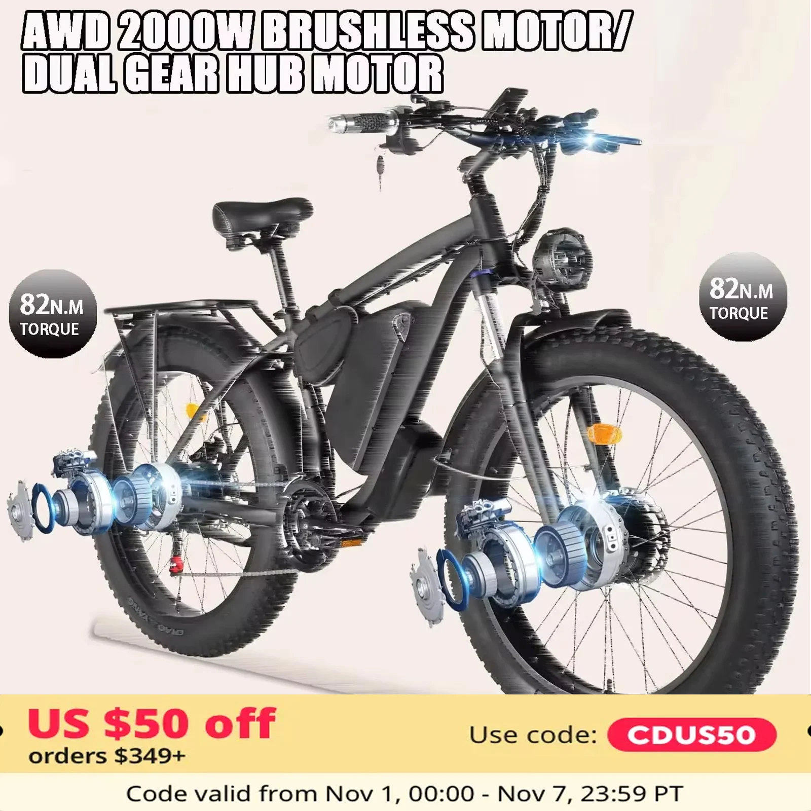 2000W Double Motor Powerful Electric Bicycle Smlro XDC600 Plus 48V 22.4Ah 35MPH 26inch Fatbike Electric Mountain Bike For Adults