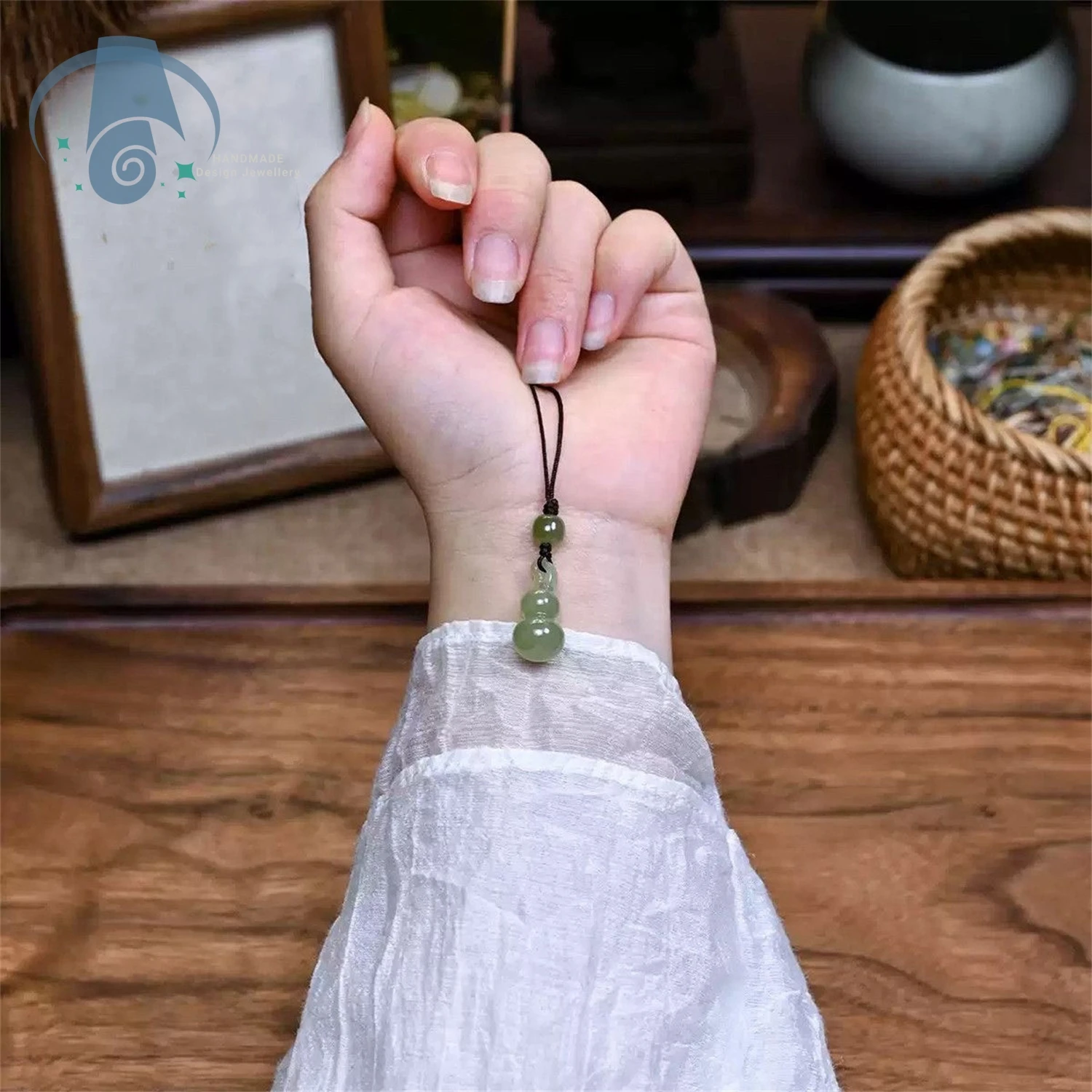 Chinese Traditional Hetian Jade Gourd Pendant with Double Blessings for Necklace Keychain Mobile Phone Charm Couple Jewelry Gift