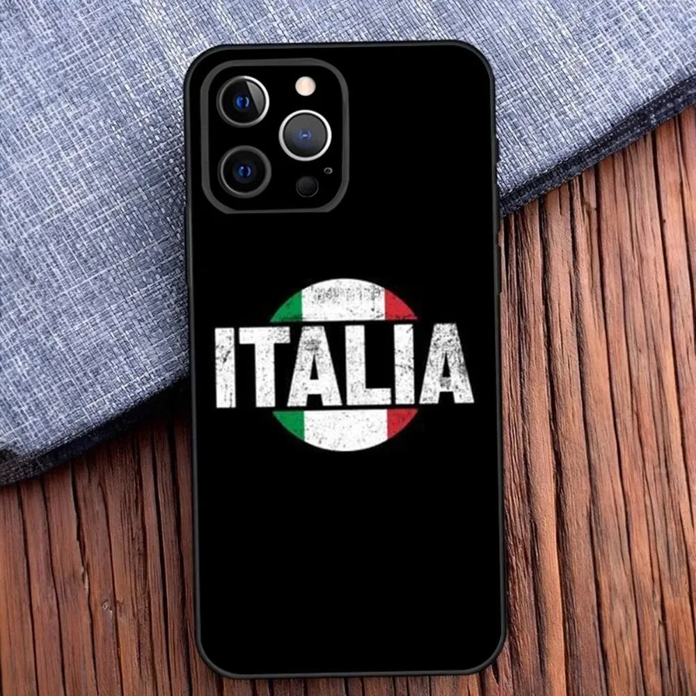 Italy Italia National Flag Phone Case For iPhone 16,15,14,13,12,11,Pro,X,XS,Max,XR,Plus,Mini Black Soft Silicone Case