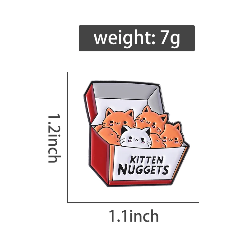 Cute Kitten Nuggets Enamel Pin The Little Cat In The Box Orange And White Kitten Brooch Lapel Badge Interesting Custom Jewelry