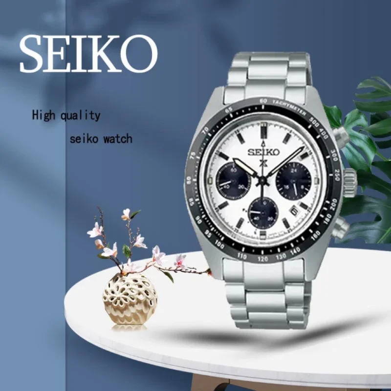 Seiko High Quality SSC813P1 Panda Three Eyes Series Men\'s Watch Top Brand Needle Disc Calendar Popular Stainless Steel Watch