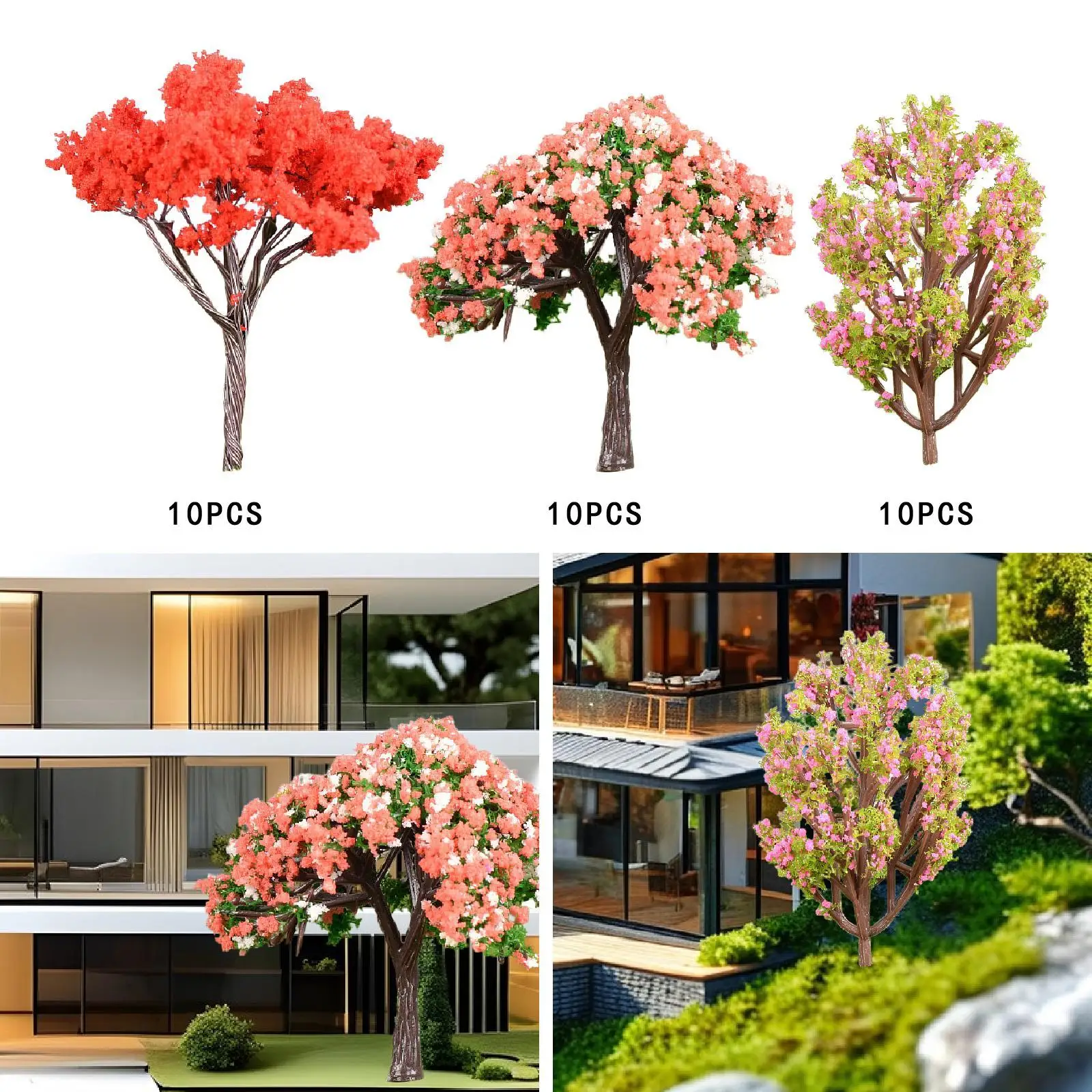 

10 Pieces Model Train Scenery Trees Landscape Architecture Dioramas Railroad Scenery Trees for Sand Table Architecture Model
