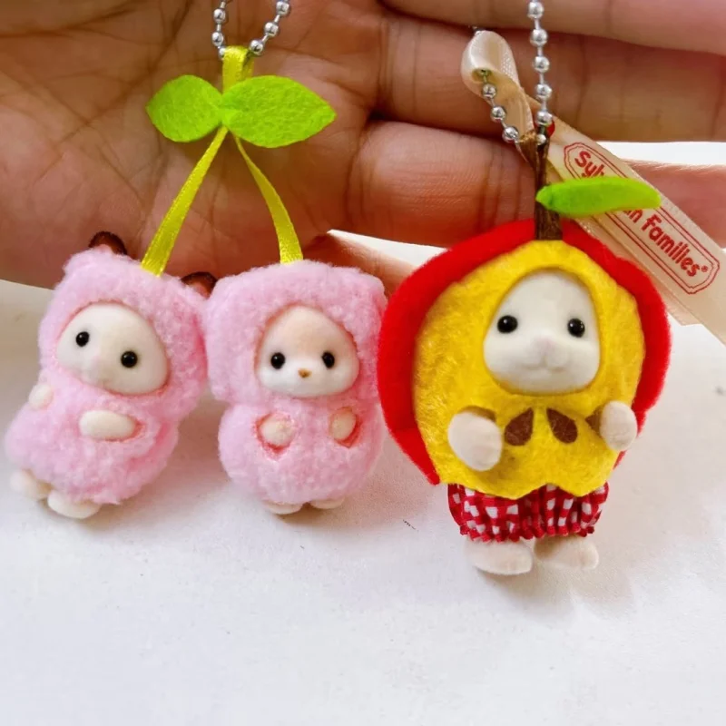 

In-Stock Original Sylvanian Families Fruit Series Pendant Strawberry Banana Cherry Apple Seals Pendant Toys Girl Birthday Gifts