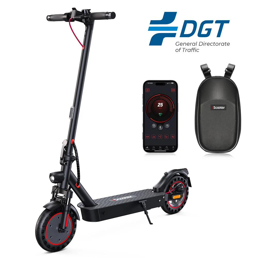 Patinete Eléctrico IScooter I9MAX, Batería de 10 Ah, Doble Amortiguación, para Adultos, 25 km/h, Neumático de Panal de Abeja de 10 Pulgadas, 40 km de Autonomía, con la Aplicación IScooter Club
