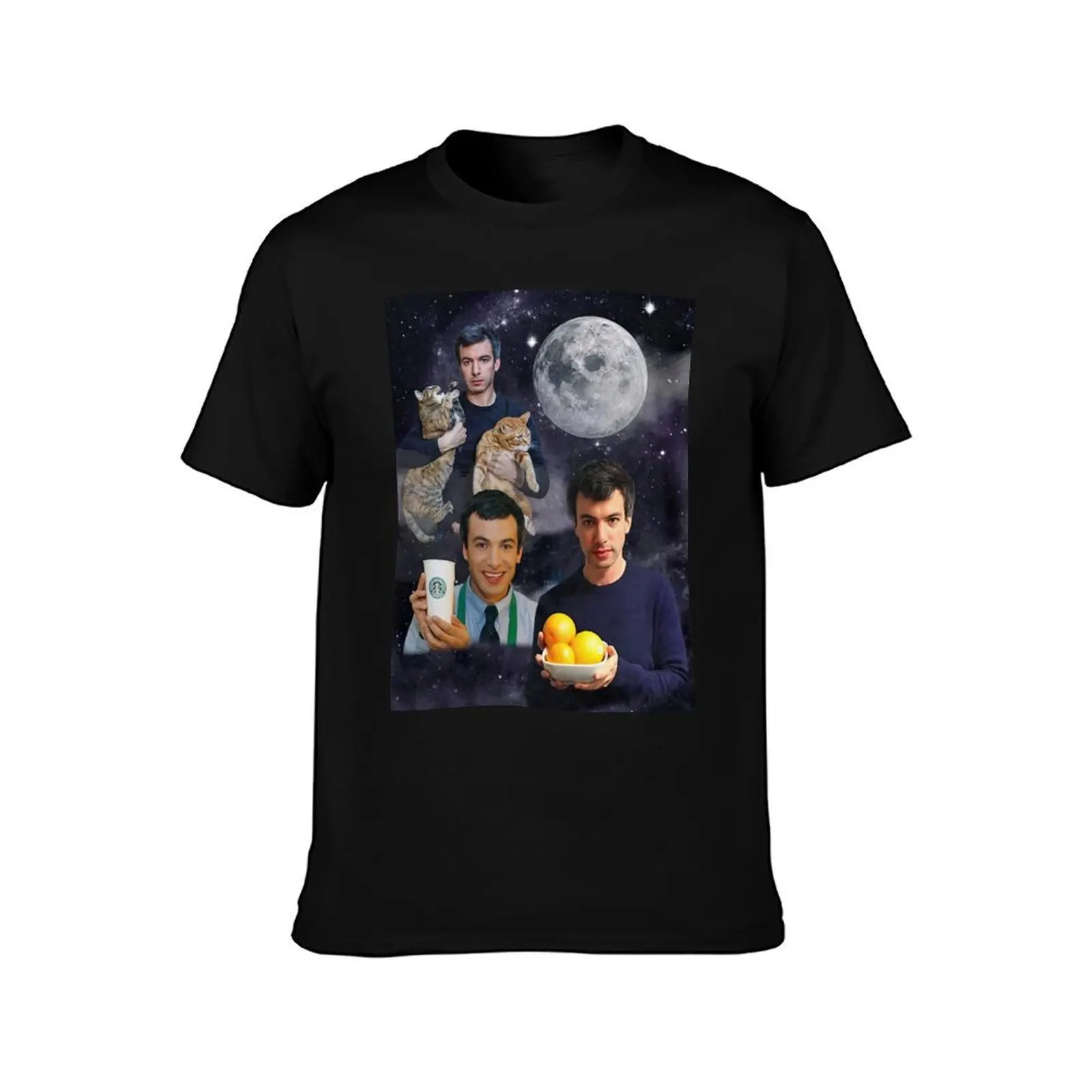 Nathan Fielder Dramatic Galaxy Wolf T-Shirt, Summer Casual Cotton Tee, Oversized Streetwear Tops, Vintage Graphic Print