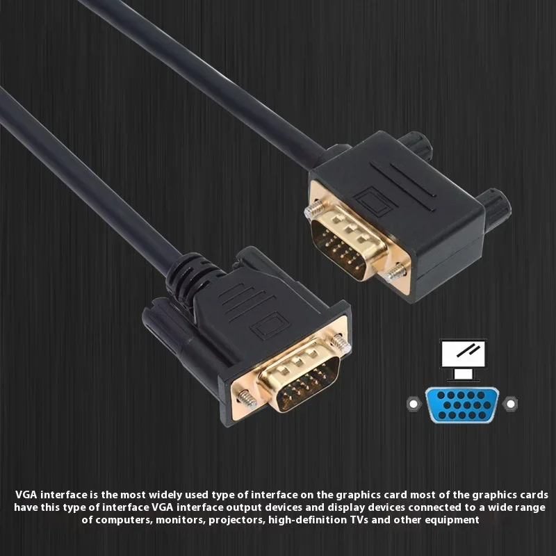 Up Down Left Right Angled 90 Degree Elbow VGA Cable Computer Monitor Video Cables High Definition Host RGB Cash Register Display