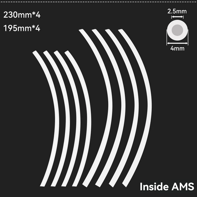 For Bambu Lab PTFE Tube ID 2.5Mm OD 4Mm Teflonto Pipe 1.75Mm For 3D Printer Bambulab A1/A1 Mini/P1P/P1S/X1C White 4M