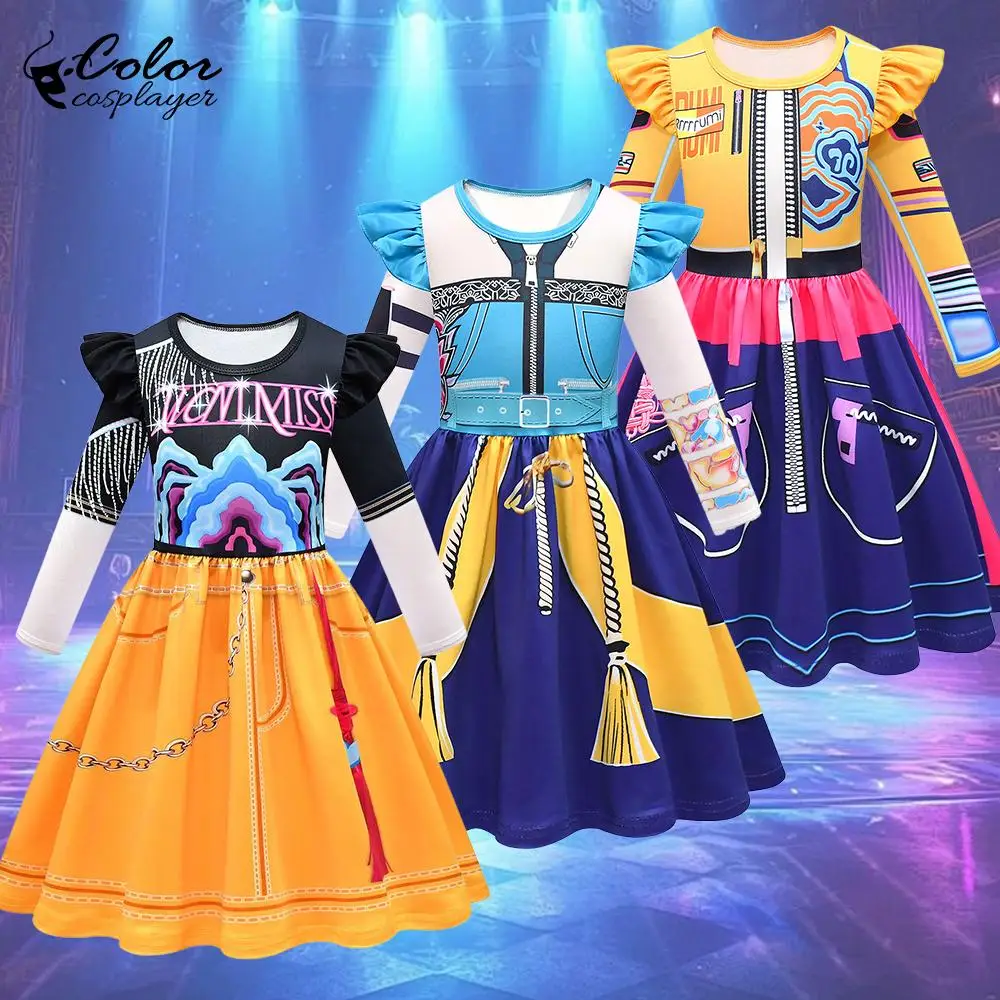 

Halloween Long Sleeved Dress Girl Cosplay Costume Kpop Demon Hunters Girl Dress Kid Punk Dress Stage Outfit Child Anime Wear