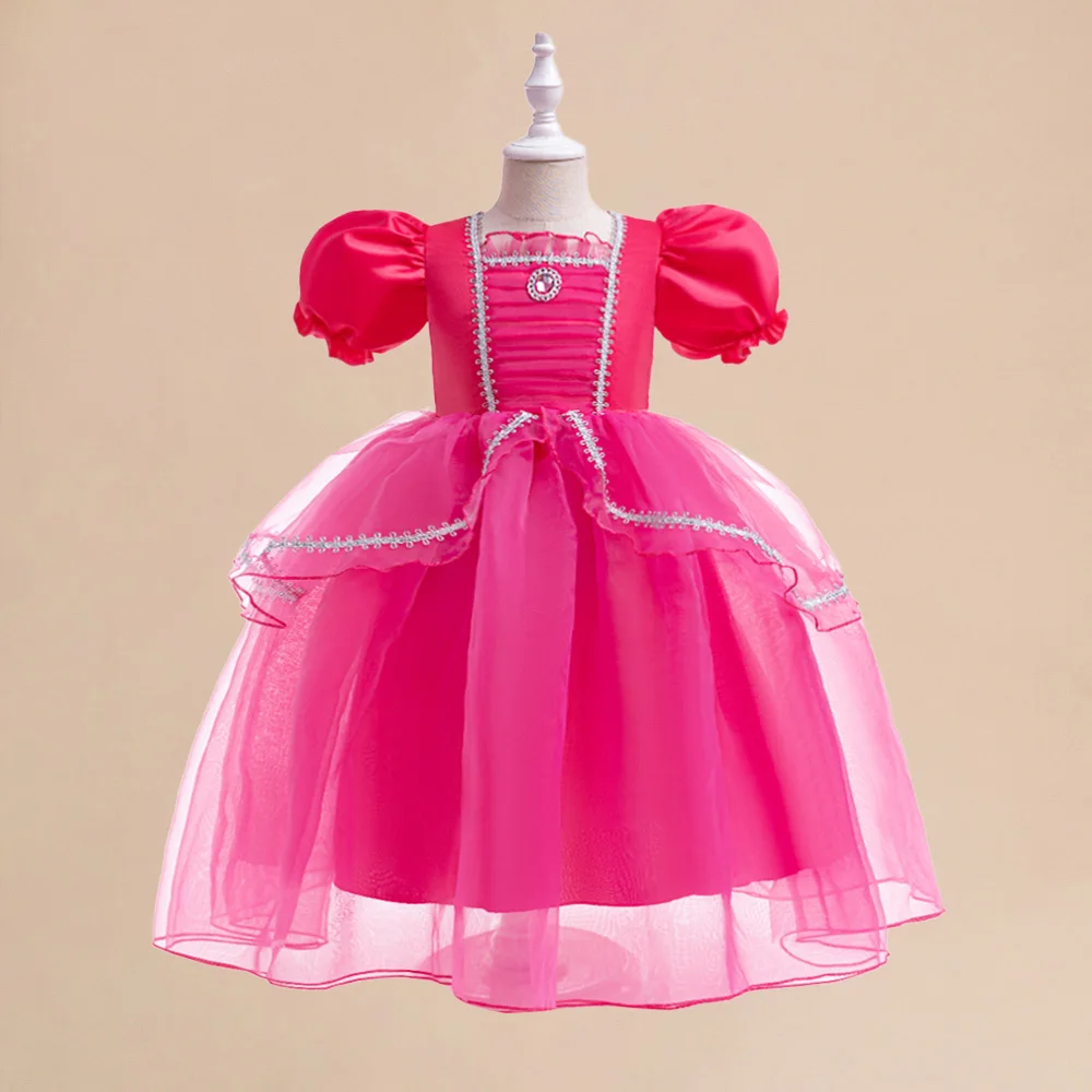 Girls Cosplay Princess Tutu Dresses Kids Sleeping Beauty Party Dress Girl Puff Sleeve Fashion Evening Gown Children Flash Clothe