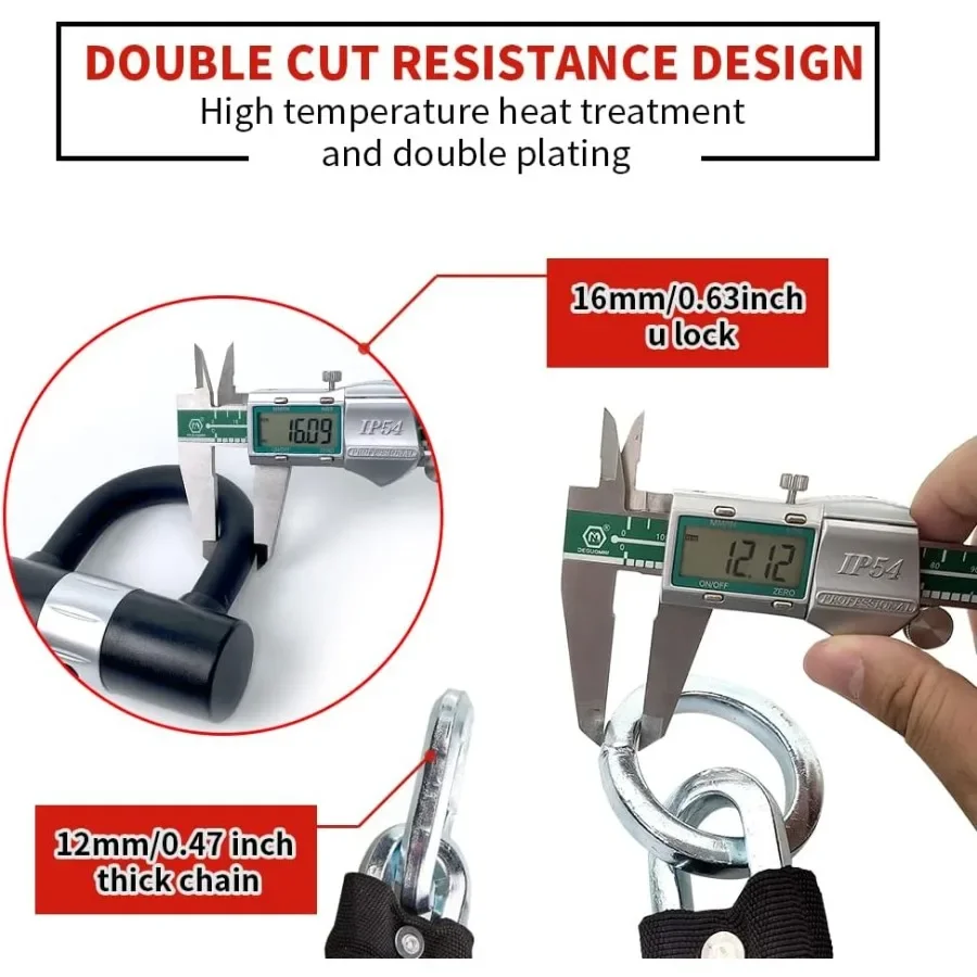 قفل سلسلة شديد التحمل بطول 3 أقدام مع متانة سميكة 12 مم و4 مفاتيح للدراجات النارية والدراجة النارية 16 مم قفل U Ant #4