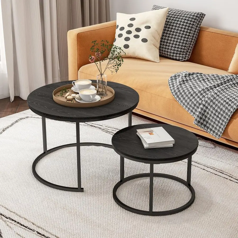 

Round Coffee Table,Nesting Coffee Table Set of 2,Center Tables for Living Room,Office, Home Small Space,Stacking Side Tables,St