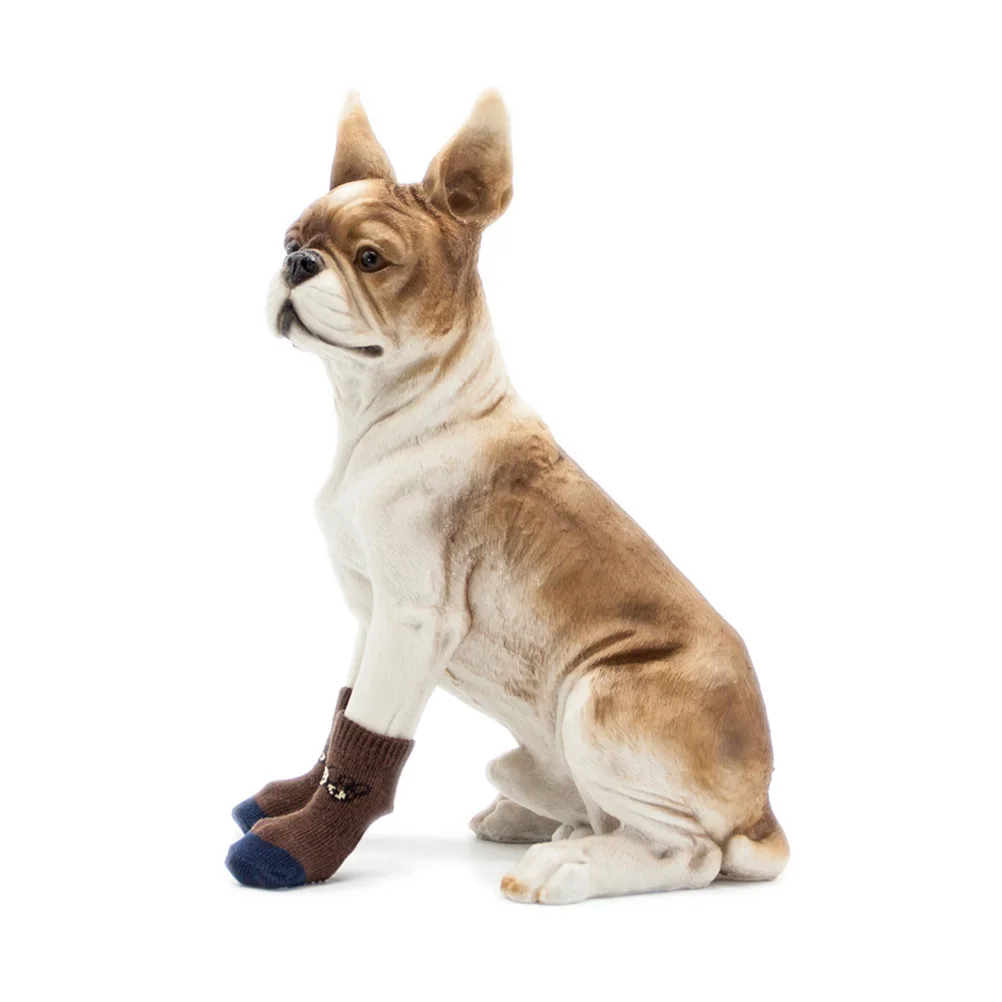 

4pcs Anti Cotton Soft Cartoon Pattern Protect Pet Doggie Socks Paws Clean Safe Use Dog Cat Socks Grips Snow Ice
