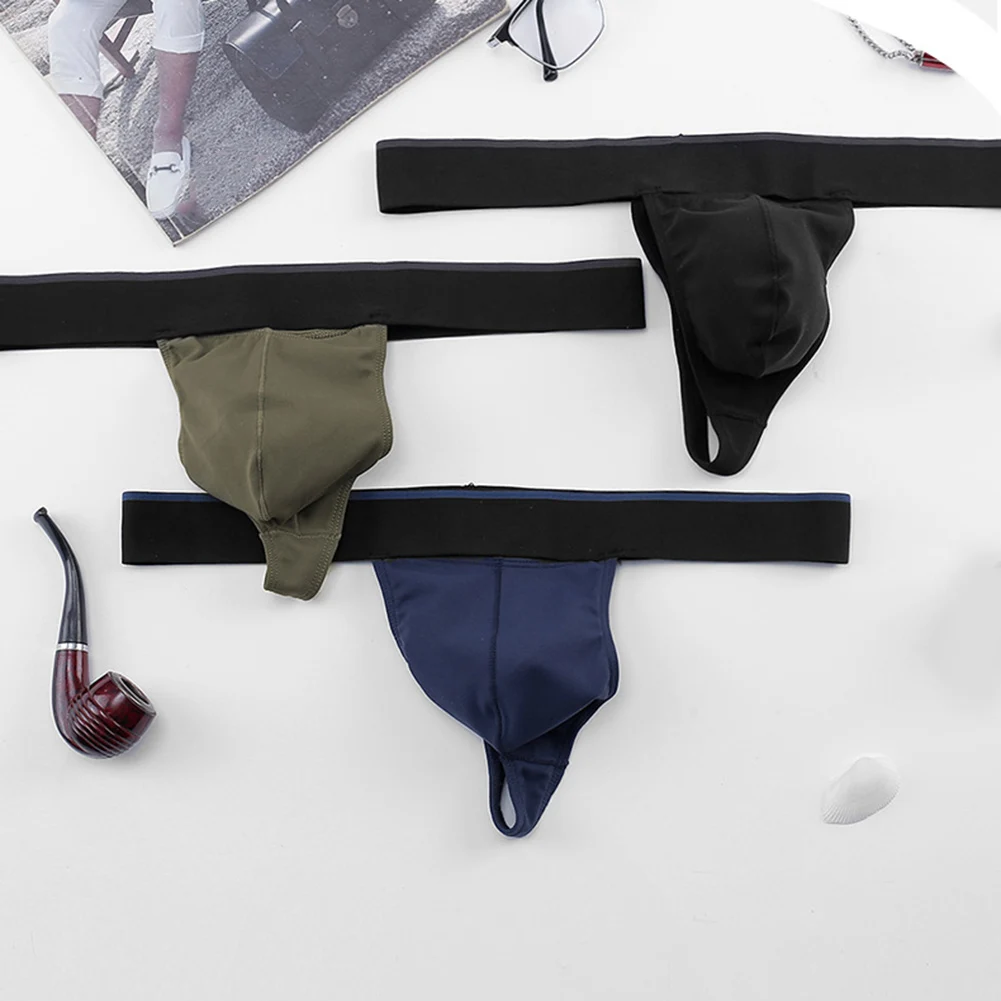Модные-мужские-стринги-нижнее-белье-стринги-трусы-с-низкой-посадкой-выпуклая-сумка-стрейч-черный-серый-синий-зеленый-темно-серый-красный