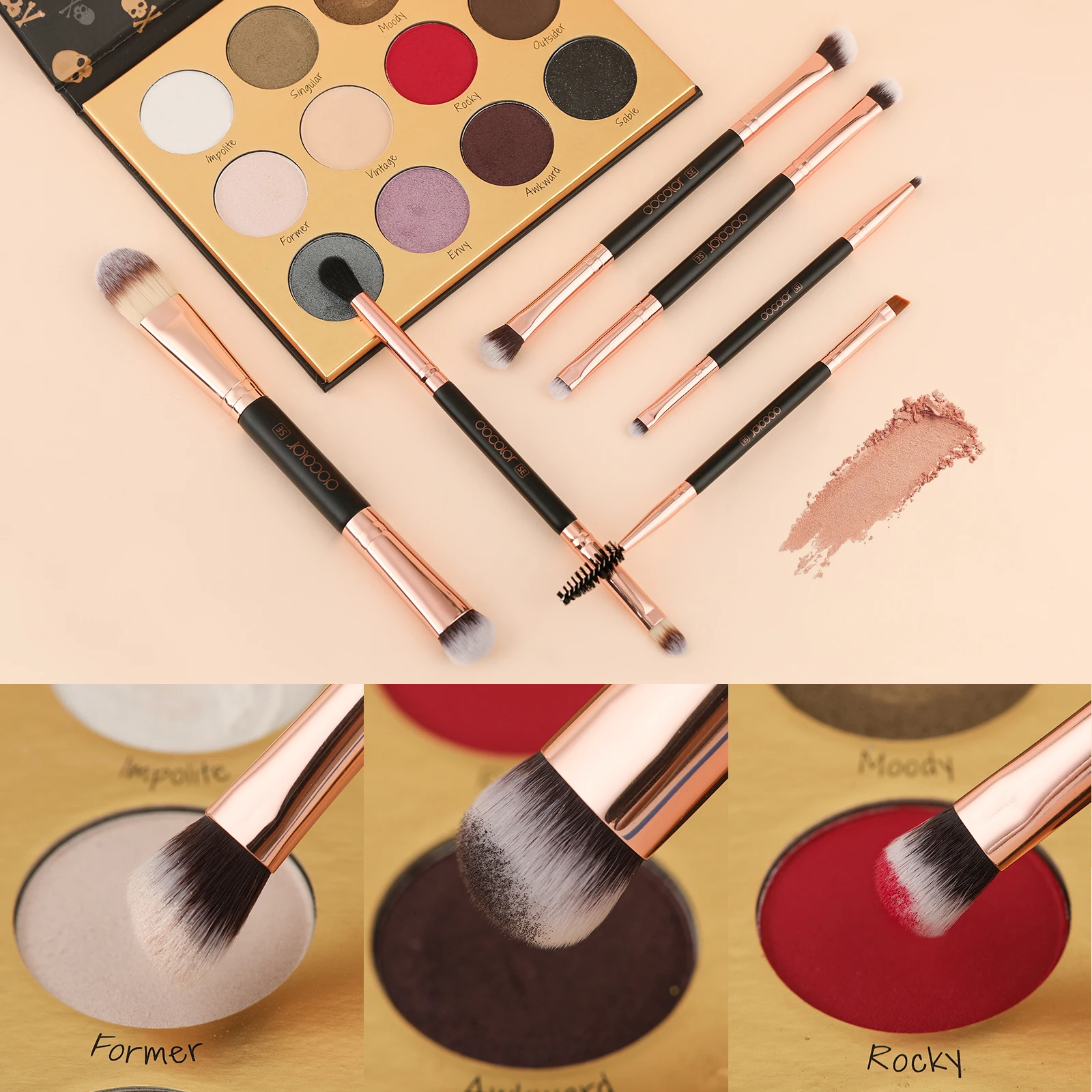 Docolor Makeup Brushes 6Pcs Double Sided Makeup Brushes Professional Foundation Eyeshadow Blending Eyebrow Make Up Brushes Set