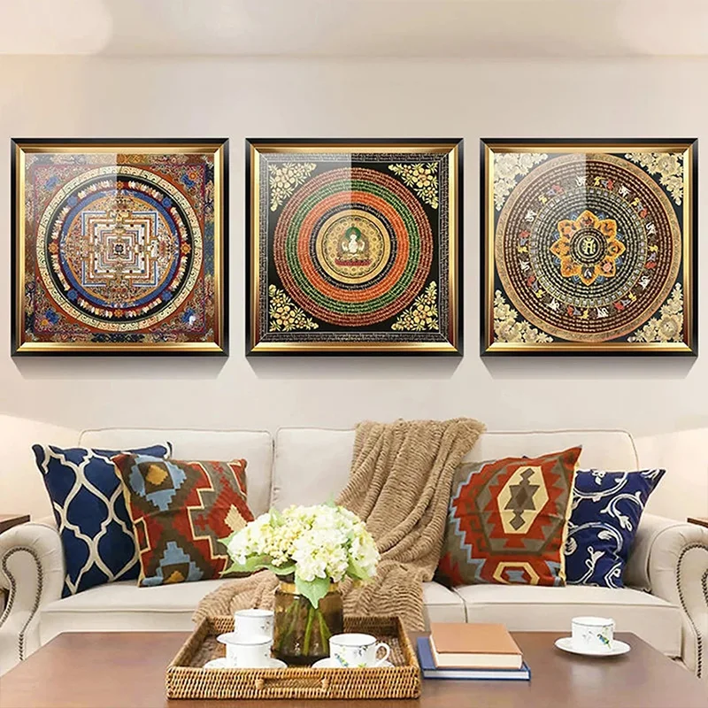 Classic Golden Tibet Thangka Buddha Canvas Paintings And Prints Wall Art HD Pictures For Living Room Home Decor Frameless Gifts - Image 2
