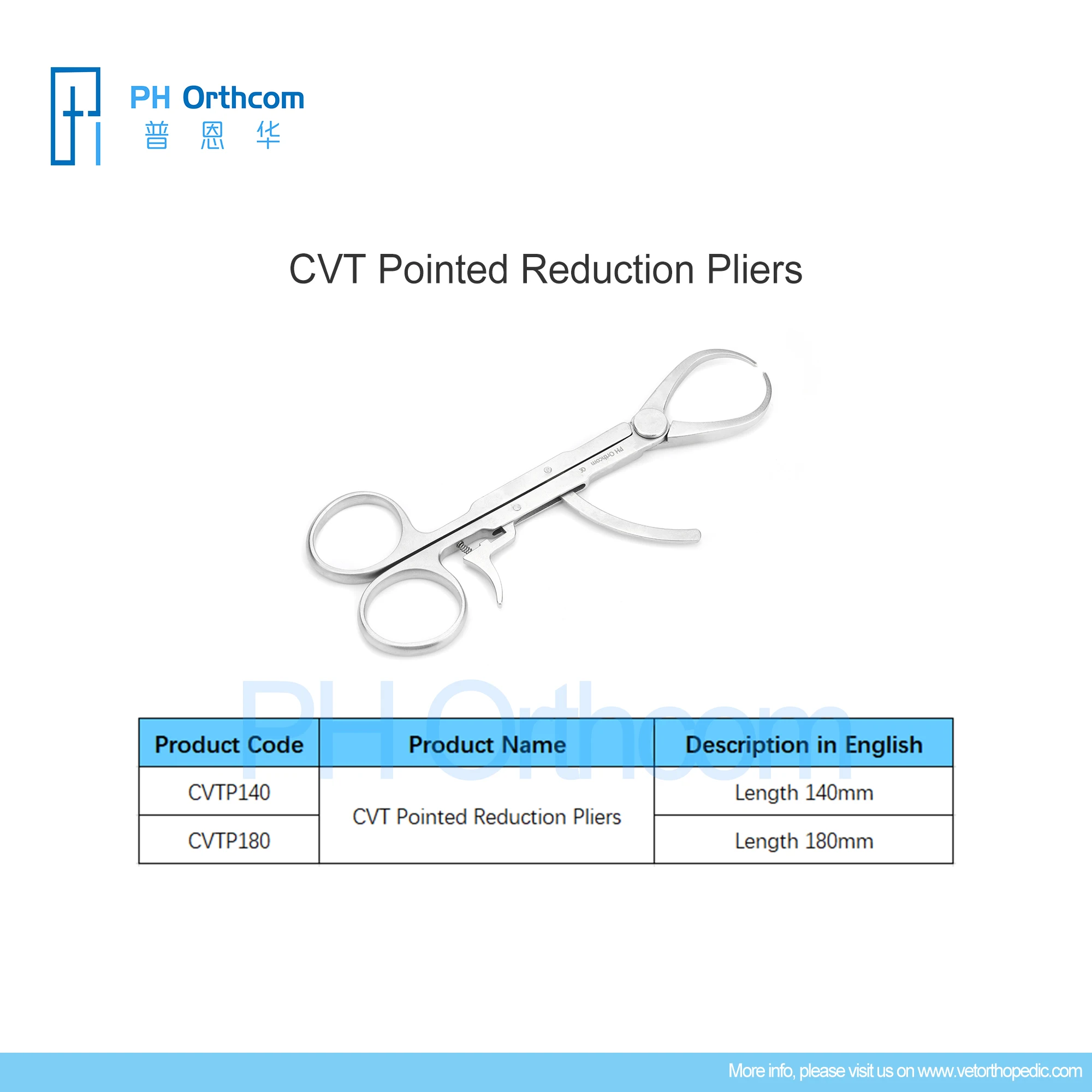 CVT Pointed Reduction Pliers Veterinary Orthopedic Instrumentation for Pet Care Medical Devices and Tools