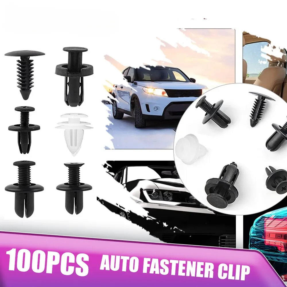 50/100pcs Auto Fastener Mixed Clip Car Body Push Retainer Pin Rivet Bumper Door Trim Panel Retainer Fastener Kit Car Accessories