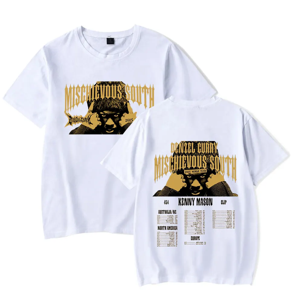 Denzel Curry TShirt ซน South World Tour Merch Tops TEE สําหรับสตรีและผู้ชายสบายๆ