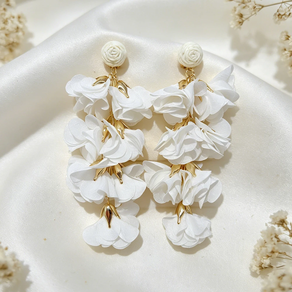 Ethnische bunte Blumen-Quasten-Ohrclips für Damen – Trend 2026, übertriebene Boho-Ohrclips ohne Piercing, Sommer-Schmuckgeschenke – Detail 11