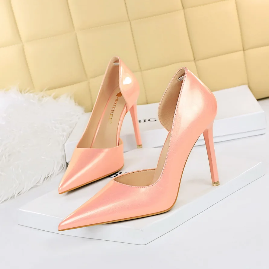 

BIGTREE 2024 Sweet Women 11cm High Heels Stripper Pumps Elegant Yellow Stiletto Heels Lady Escarpins Wedding Shoes Big Size 43