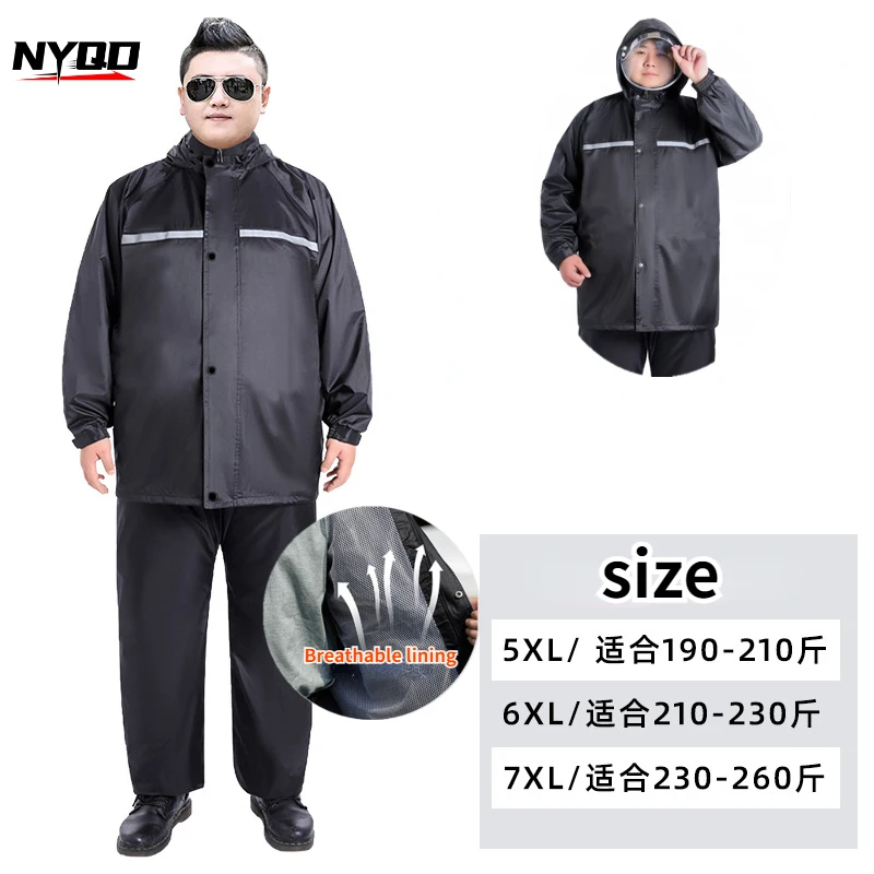 95kg/130kg Outdoor Riding Full-body Anti-storm Raincoat Electric Vehicle High-gloss Reflective Raincoat and Rain Pants 2024