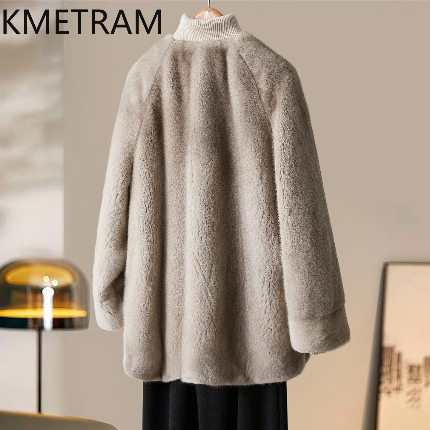 KMETRAM 100% معاطف فرو المنك امرأة منتصف طول معطف الفرو الحقيقي 2025 شتاء دافئ جديد في ملابس خارجية النساء الملابس fourrures فام