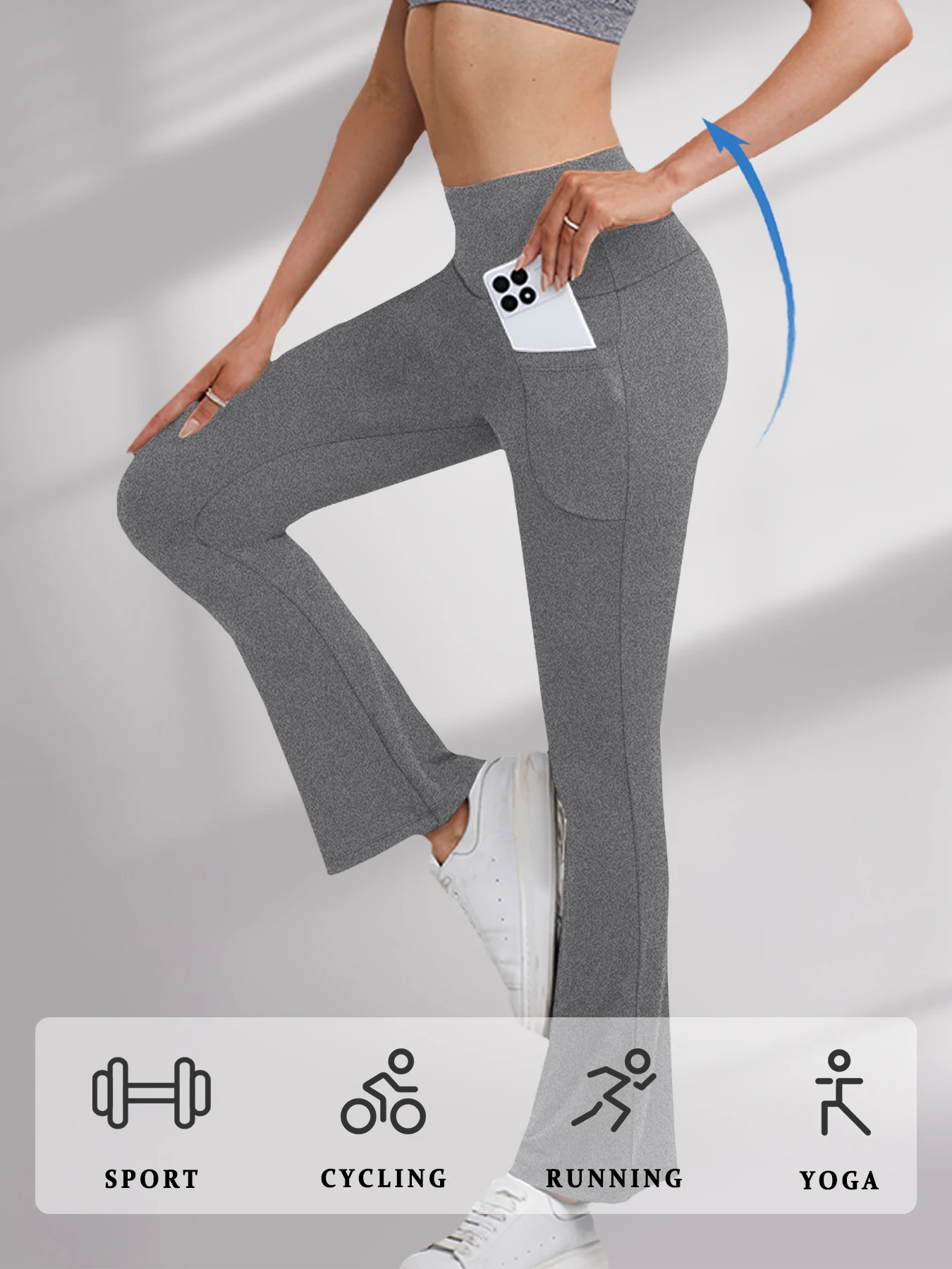 

Women's Super Soft Flare Pants with Pockets High Waisted Tummy Control Workout Yoga Push Up Gym Fitness Leggings Bell Bottoms