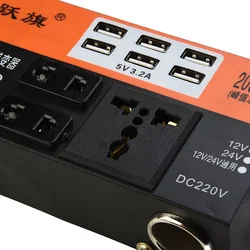 Car Vehicle Power Inverter 1500W Peak DC 12V 24V To AC 220V Converter Trip 6 USB [LED Display 8 Security Protection Function