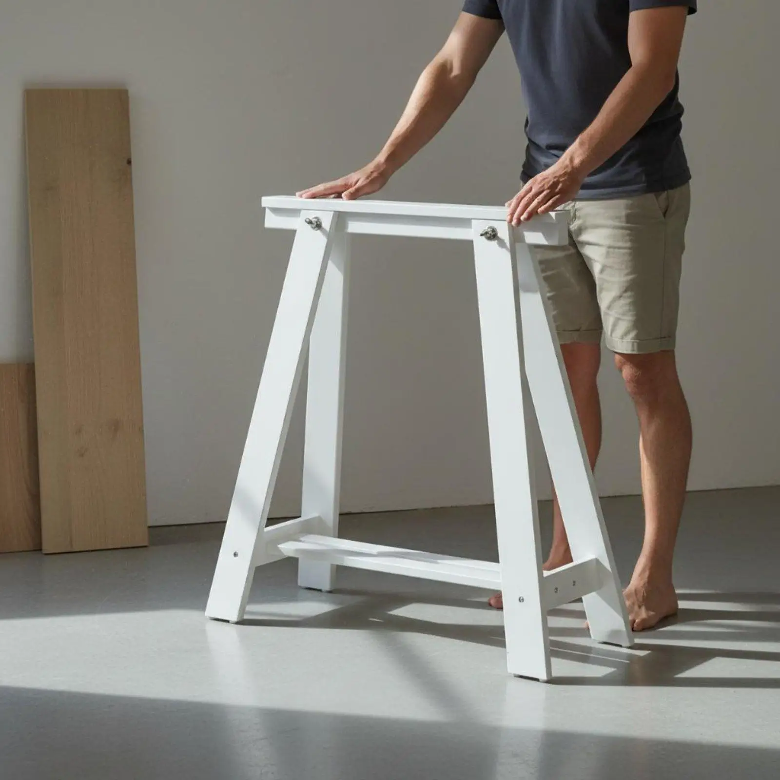 Sturdy Hardwood Workbench Legs V Shape Trestle Support for Artist Desk Photo Prop and Furniture Base