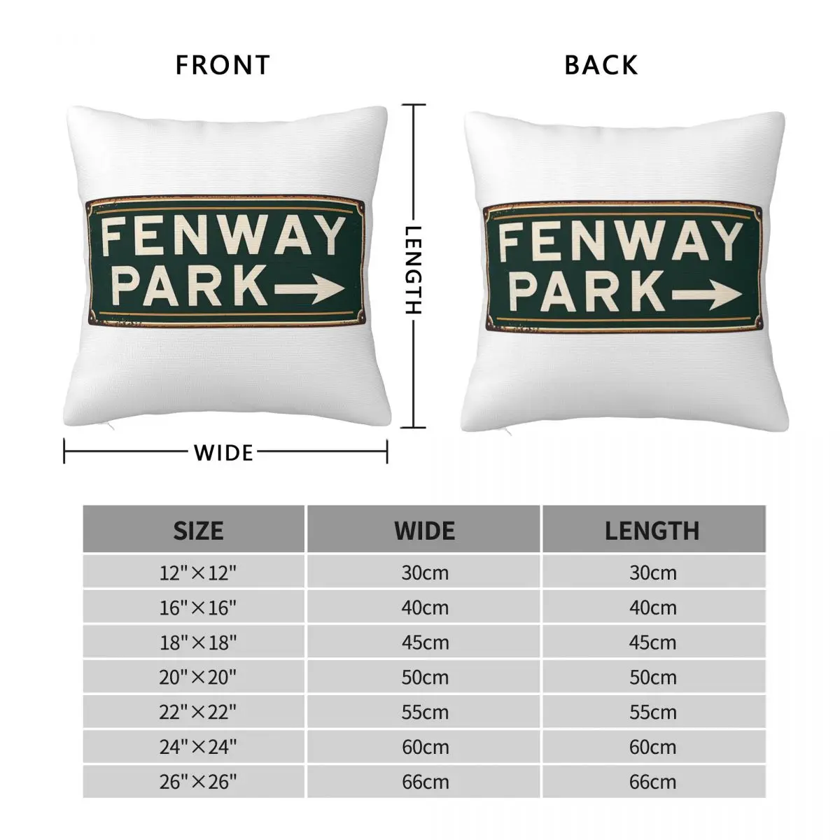 Fenway Park Sign Vintage Square Pillowcase Polyester Linen Velvet Printed Zip Decorative Pillow Case Bed Cushion Cover 45x45