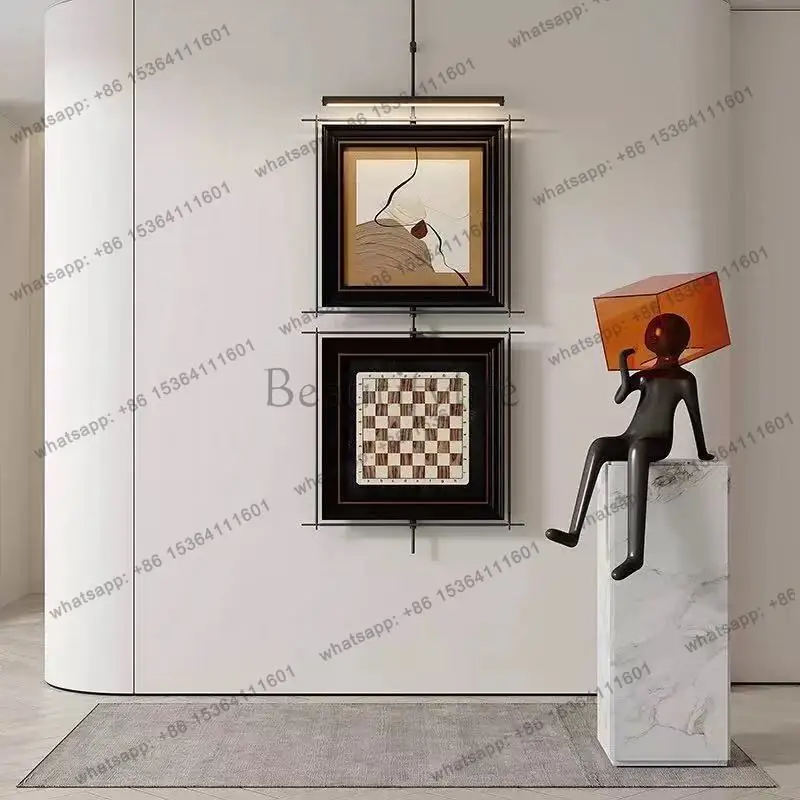 Metal pole ambient painting light, high-end decorative porch background wall mural light