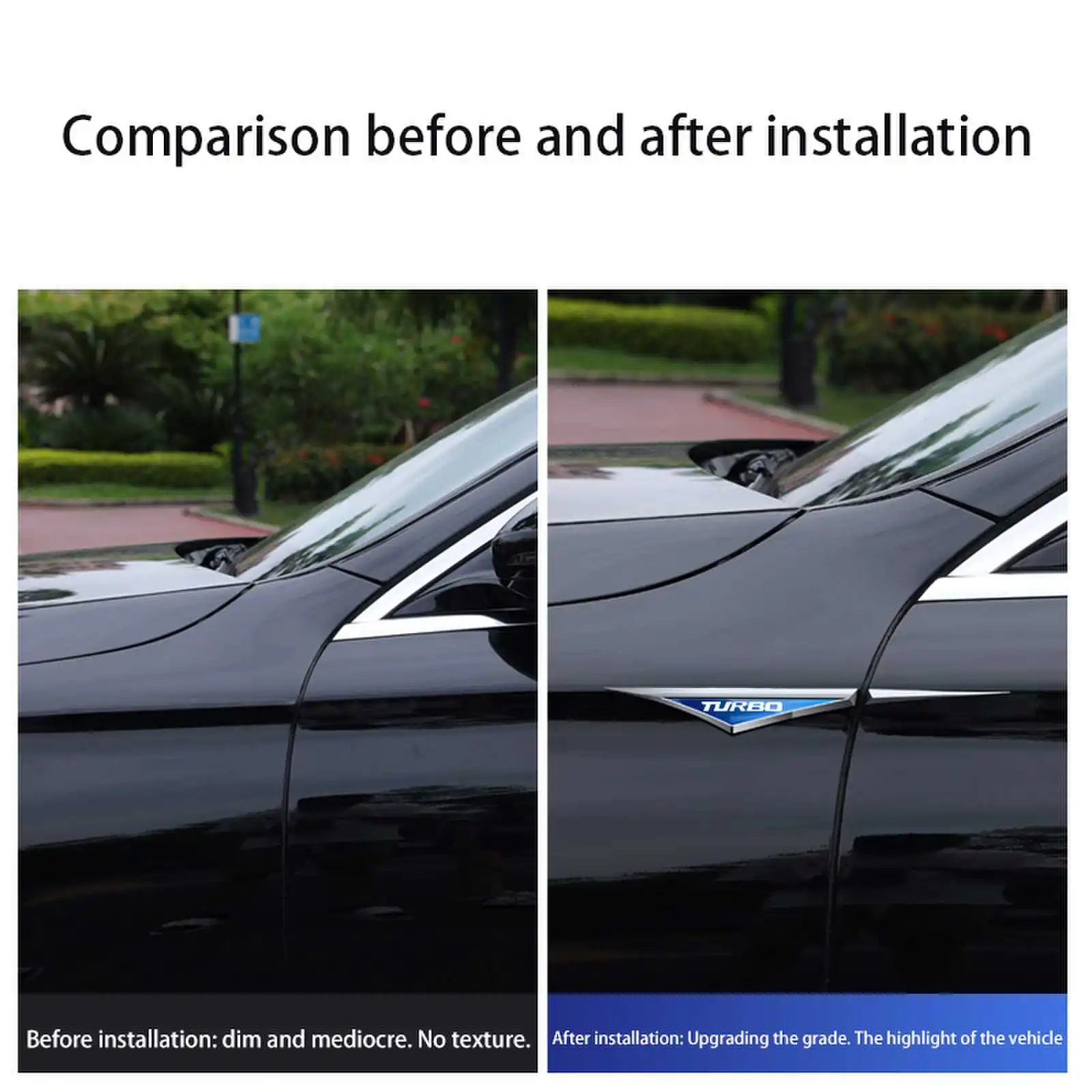New Fashion Turbo Logo Car Metal Sticker Car Door Fender Side Blade Shape Badge Car Body Protection Auto Decoration Accessories view 6