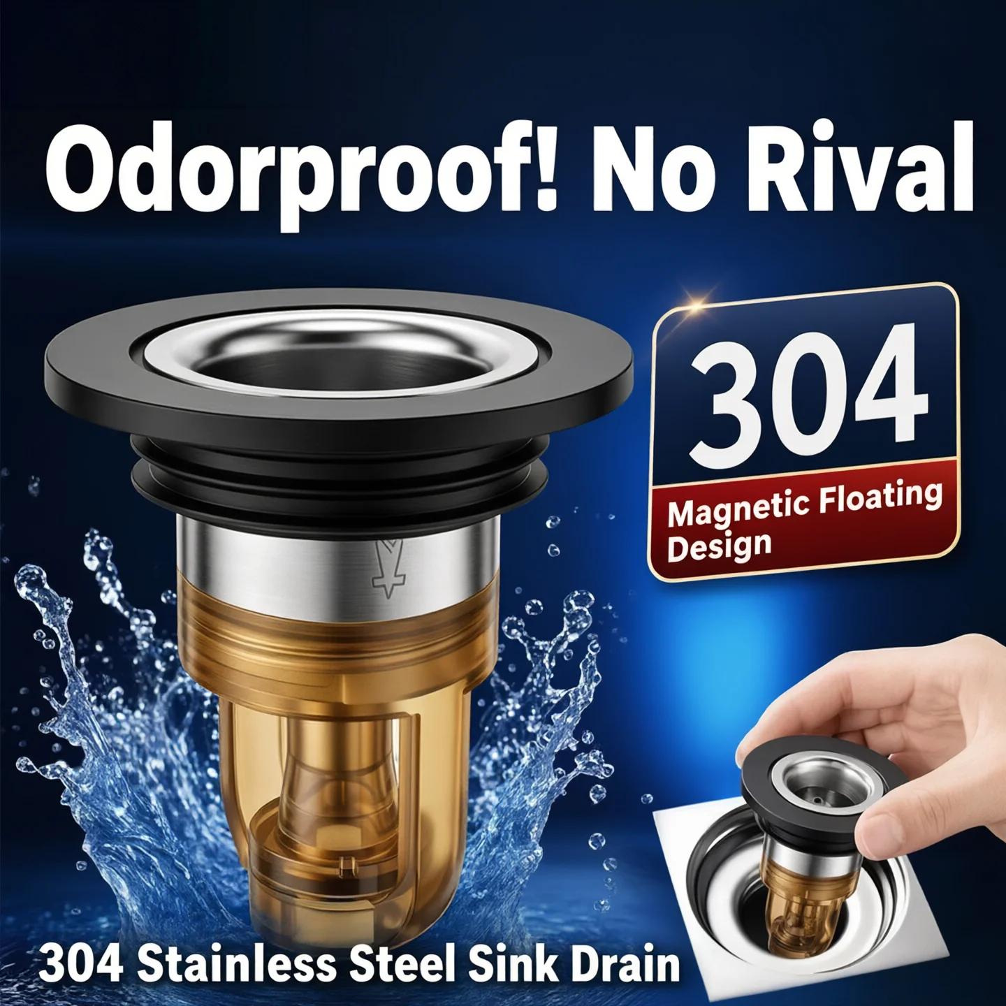 Universal Magnetic Floating Floor Drain Core 304 Stainless Steel Anti Odor Plug Insect Proof Sewer Pipe Trap Deodorant Inner Cor