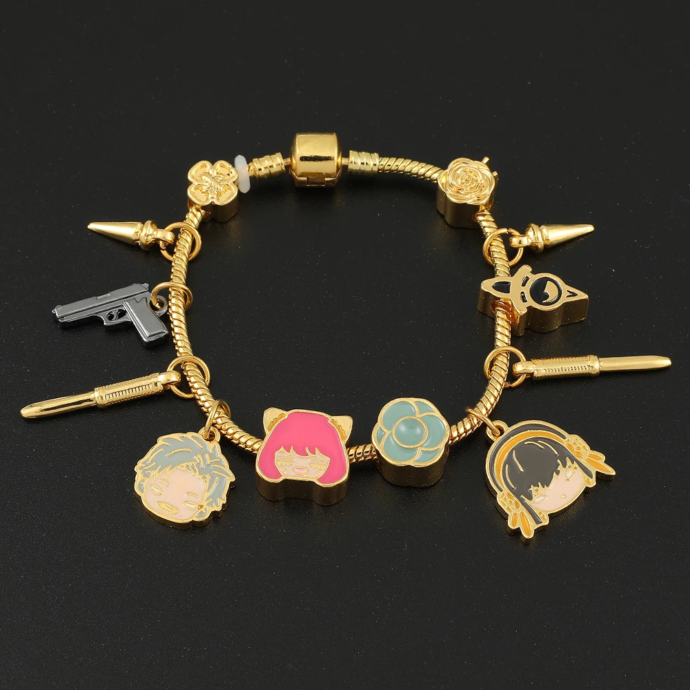 Spy X Family Charm Bracelet Anime Figure Loid Anya Yor Forger Cosplay Beads Charm Bangles Bracelets Jewelry Gifts for Women