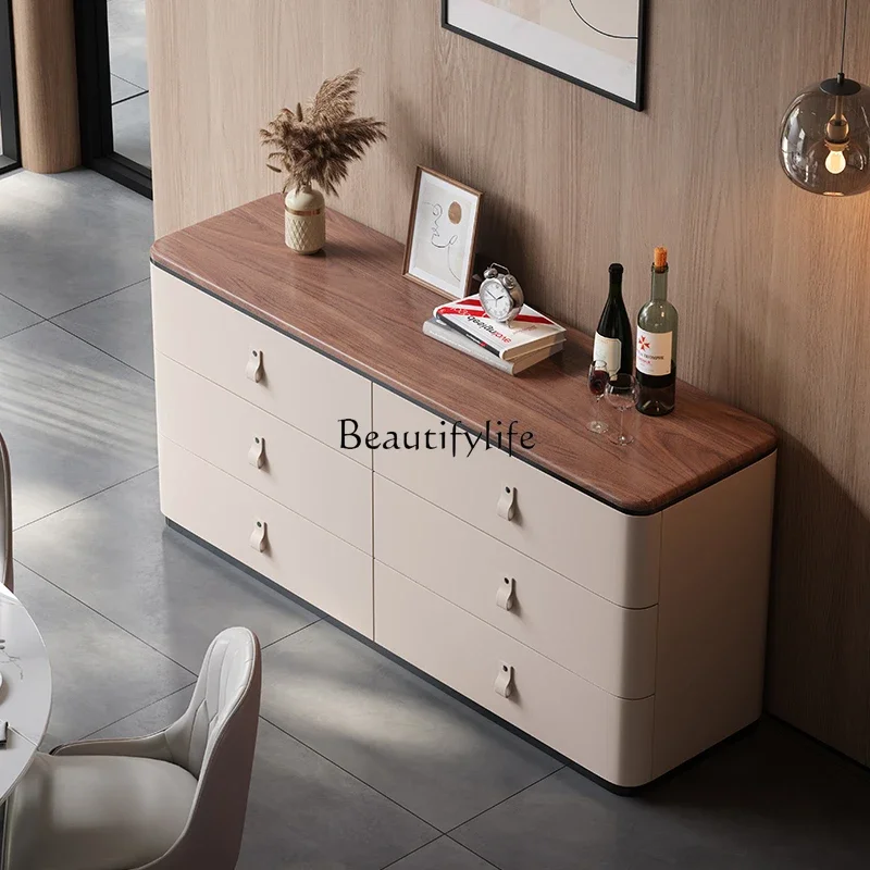 

04ld14Italian walnut solid wood six-chest cabinet, modern minimalist high-end storage retro TV cabinet