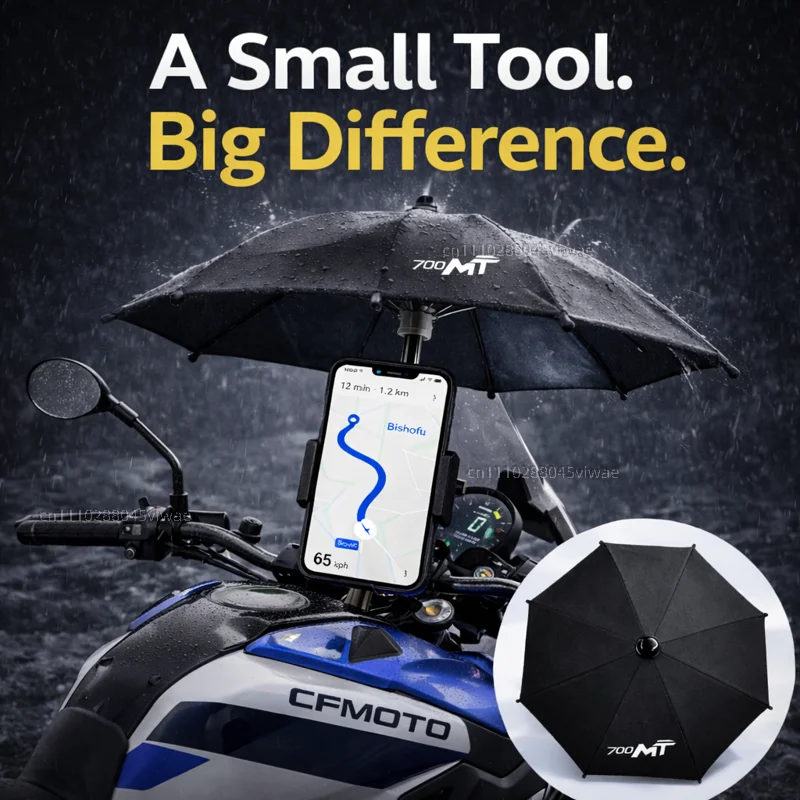 For CFMOTO 700MT Motorcycle Phone Umbrella Holder Waterproof Sunshade Anti Glare Rainproof Handlebar GPS Mount