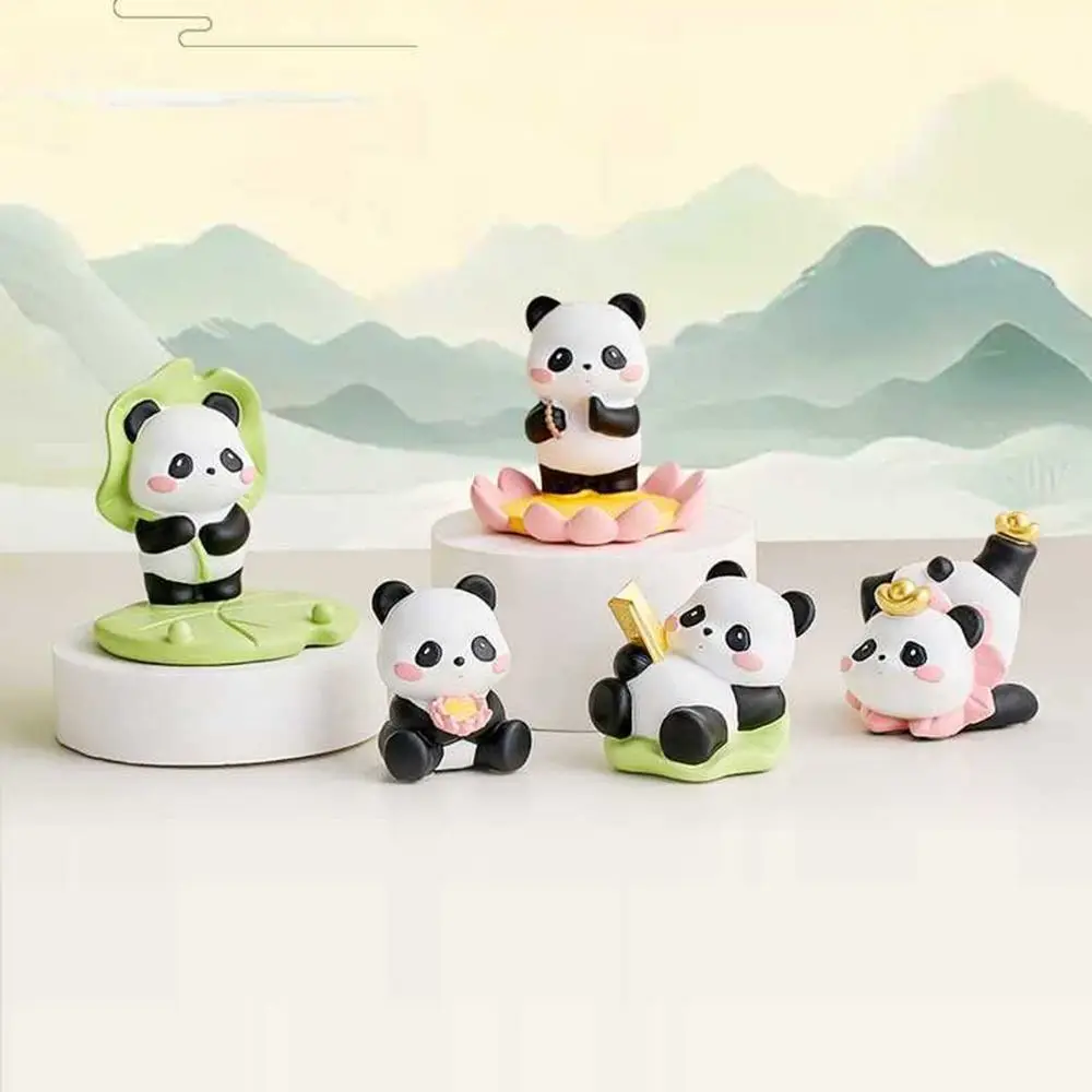 Panda Figurine Panda Phone Stand Flat Bottom Anti-slip Resin Tablet Stand Bracket Ornament Stable Cartoon Mobile Phone Holder