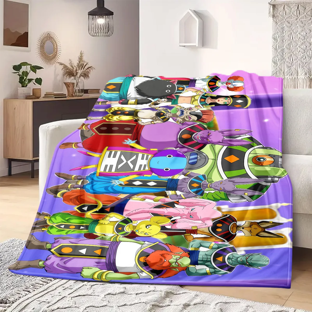 Decke mit Son Goku-Aufdruck, warme, bequeme Flanelldecke, geeignet für Schlafzimmer, Sofas, Betten, Stühle, Reisen – QIAO141