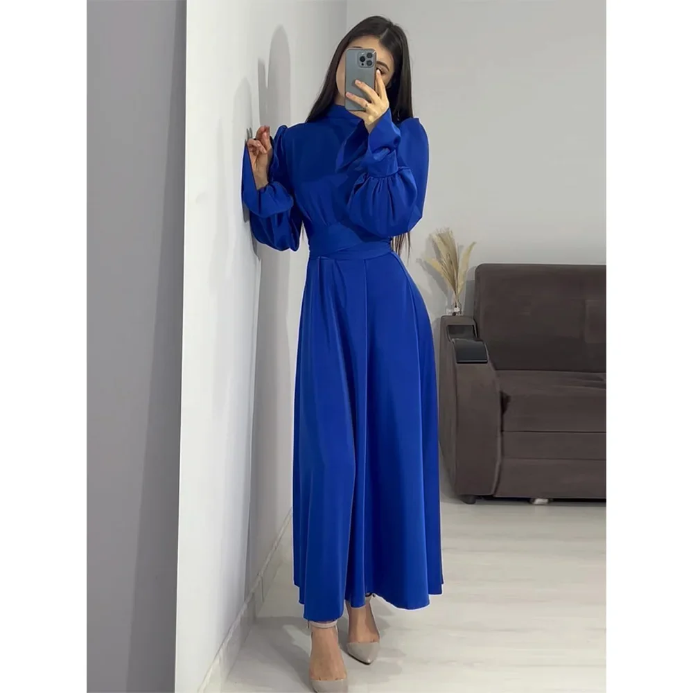 Frühling Eid Muslimischen Kleid Frauen Abaya Slim Fit Blütenblatt Hülse Satin Marokko Party Kleider Ramadan Islam Dubai Arabischen Lange Robe 2024