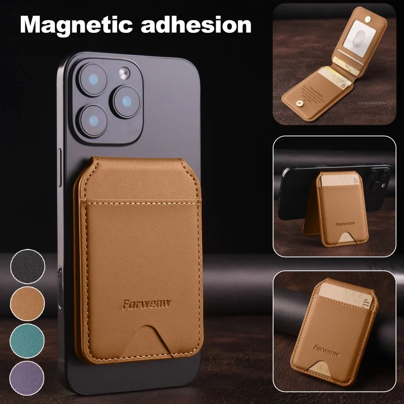 กระเป๋าใส่บัตรแบบพับได้ Magsafe สุดหรู ดีไซน์ทันสมัย สำหรับทุกเพศ ทำจากหนัง PU พร้อมแม่เหล็ก สำหรับ Apple iPhone 17 Pro Max