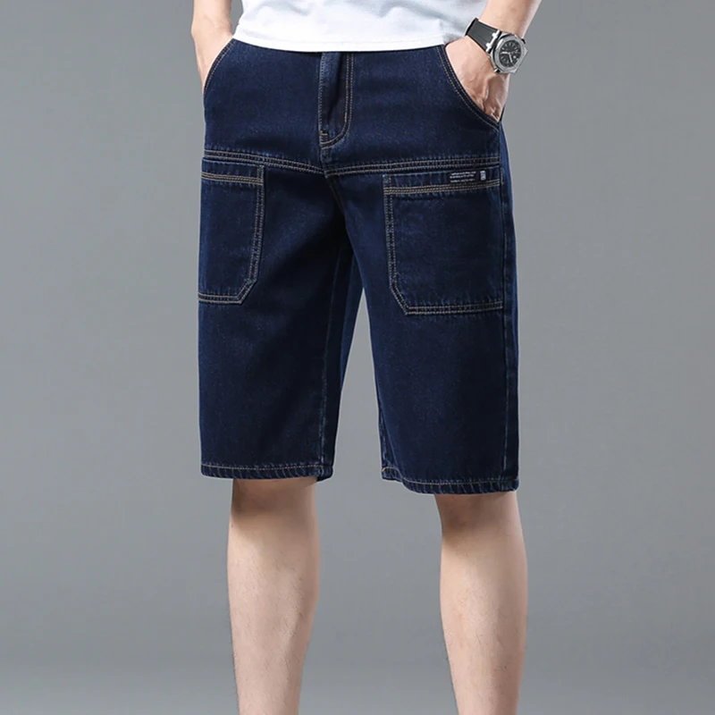 Summer New Six Point Denim Shorts Jeans Men\'s Thin Style Multiple Pockets Men\'s Straight Loose Casual Pants High Quality