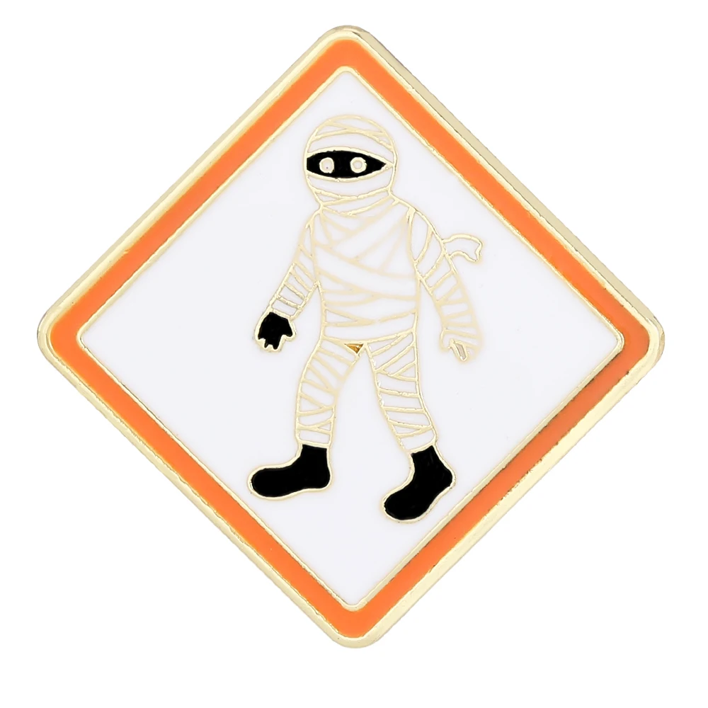 3 Styles Ghost Mummy Pumpkin Head Pattern Design Enamel Pins Purple White Green Colors Halloween Golden Brooches