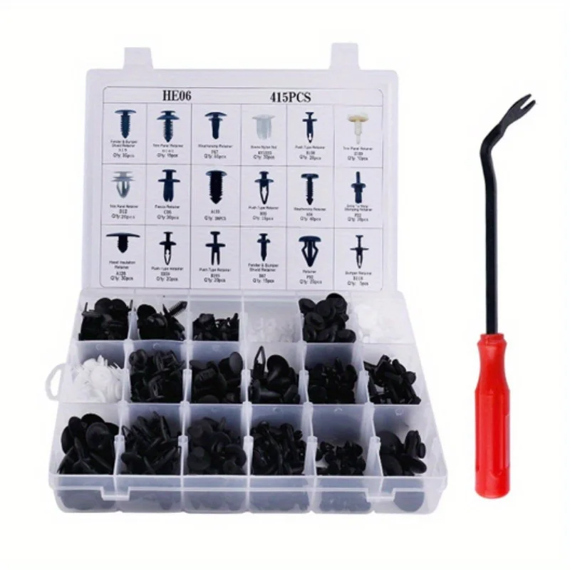 415pcs Trim Panel Retainer Fastener Kit Mixed Auto Plastic Clip Car Body Push Pin Rivet Bumper Door Clips Accessories for Car