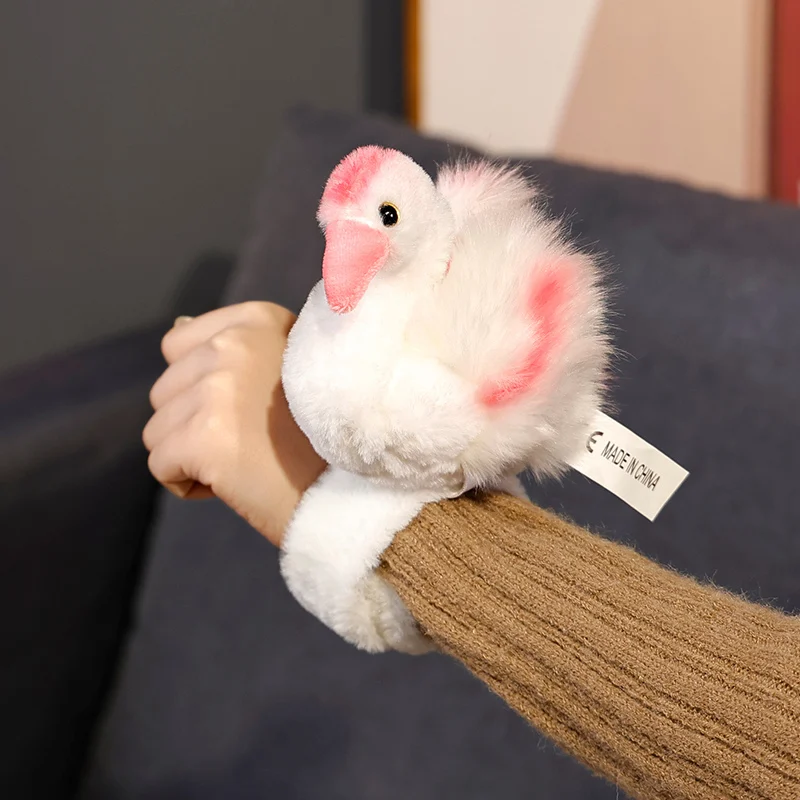 Kawaii Flamingo Animal Slap Snap Wrap Wristband Bracelet Plush Stuffed Animal Lovely Bird Hand Ring Wristband Kids Funny Toys