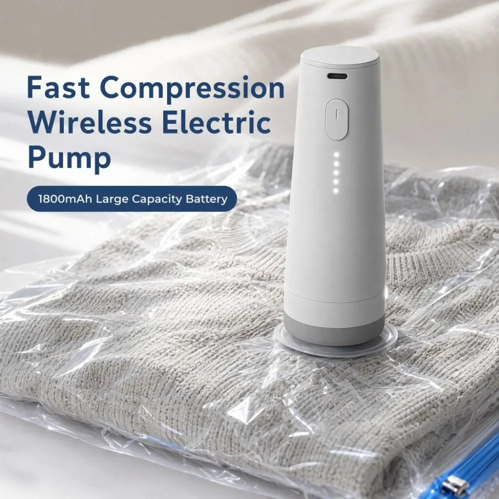 Cordless Electric Vacuum Pump Low Noise Lightweight Vacuum Bag Pump Rechargeable Mini Vacuum Sealing Pump
